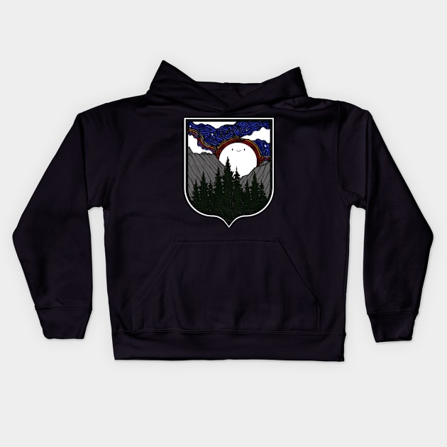 Camping Under The Starry Night Kids Hoodie by Artthree Studio